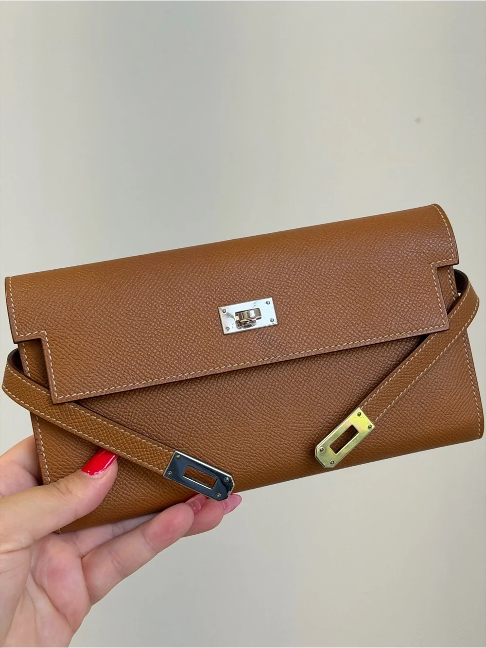 Hermes Gold Epsom Kelly Wallet with Palladium Hardware 2018
